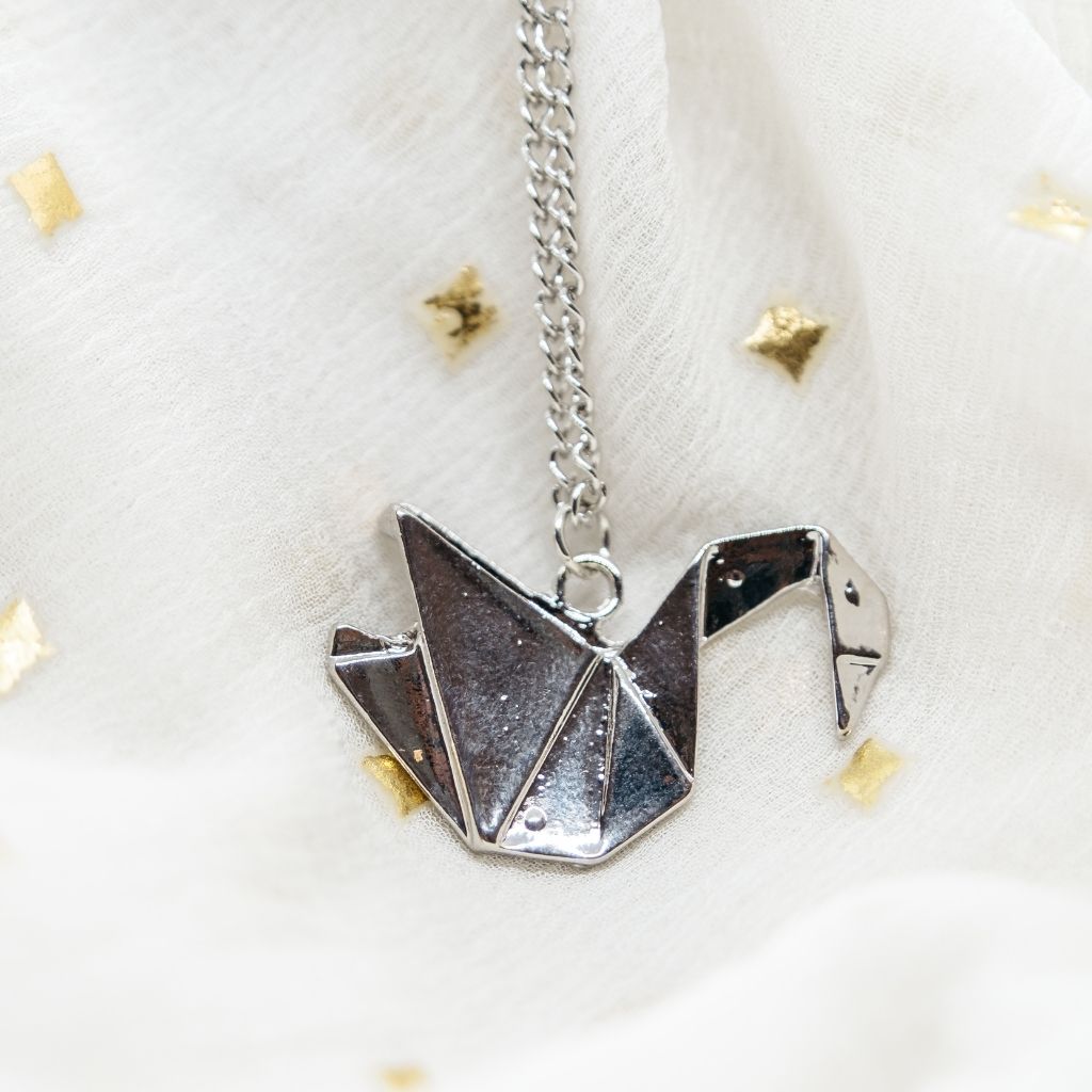Large Paper Cranes Swan Origami Pendant Necklace