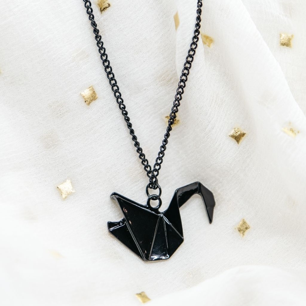 Large Paper Cranes Swan Origami Pendant Necklace