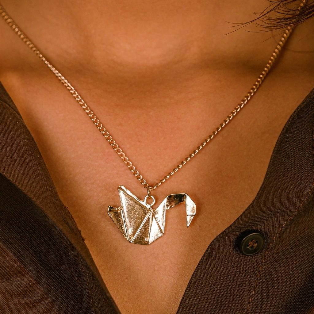 Large Paper Cranes Swan Origami Pendant Necklace
