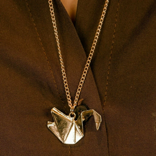 Large Paper Cranes Swan Origami Pendant Necklace