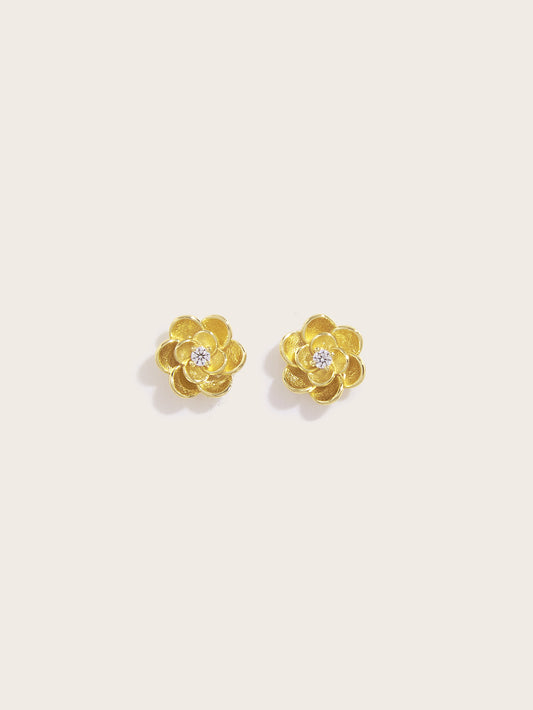 Sterling Silver Plated 14k Rose Earrings