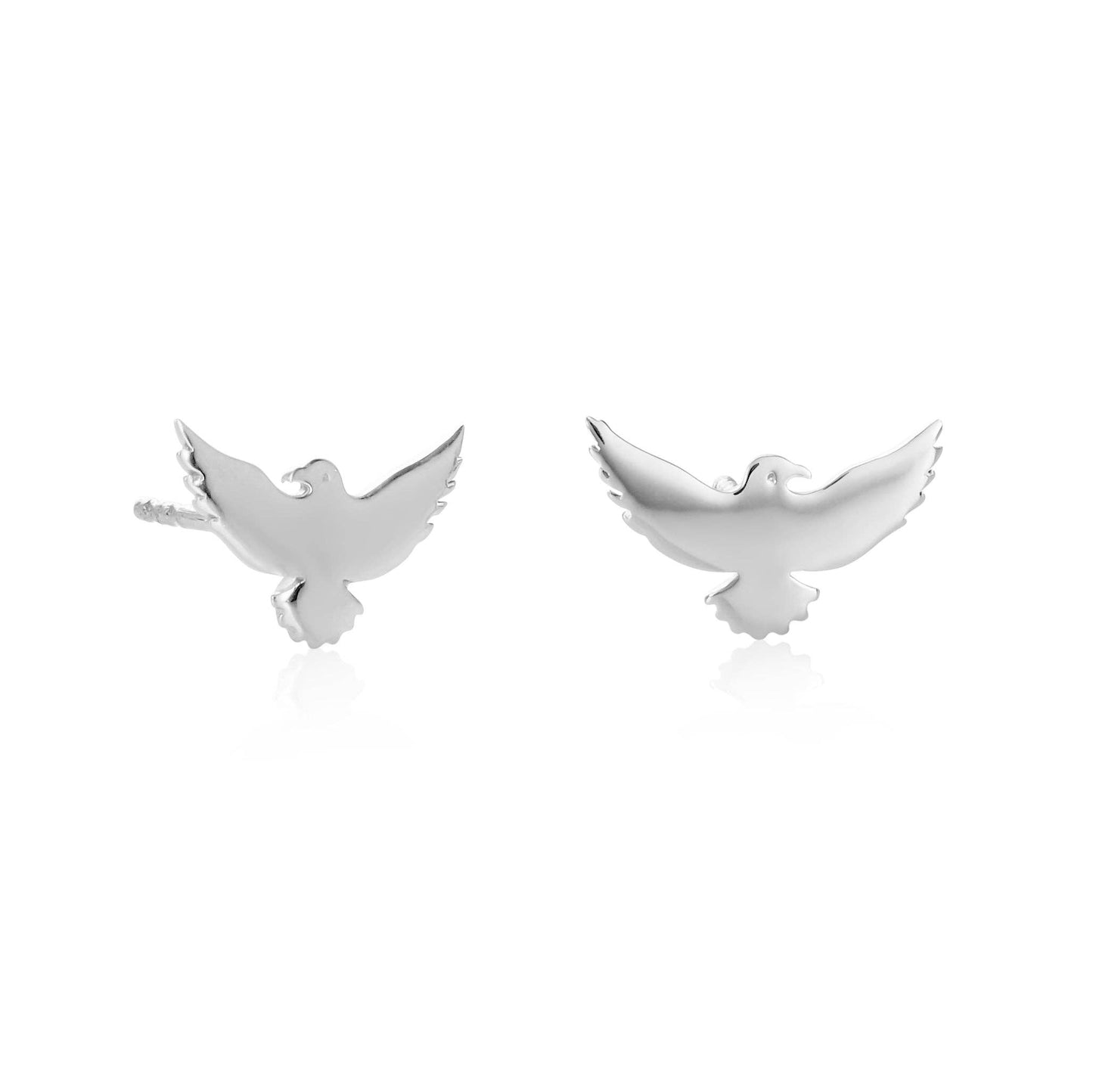 Sterling Silver Fun Bird Shaped Small Stud Earrings