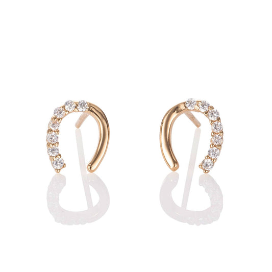 Gold Plated Lucky Horse Shoe Stud Earrings for Women