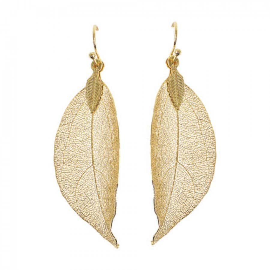 Real Leaf Earrings: Silver