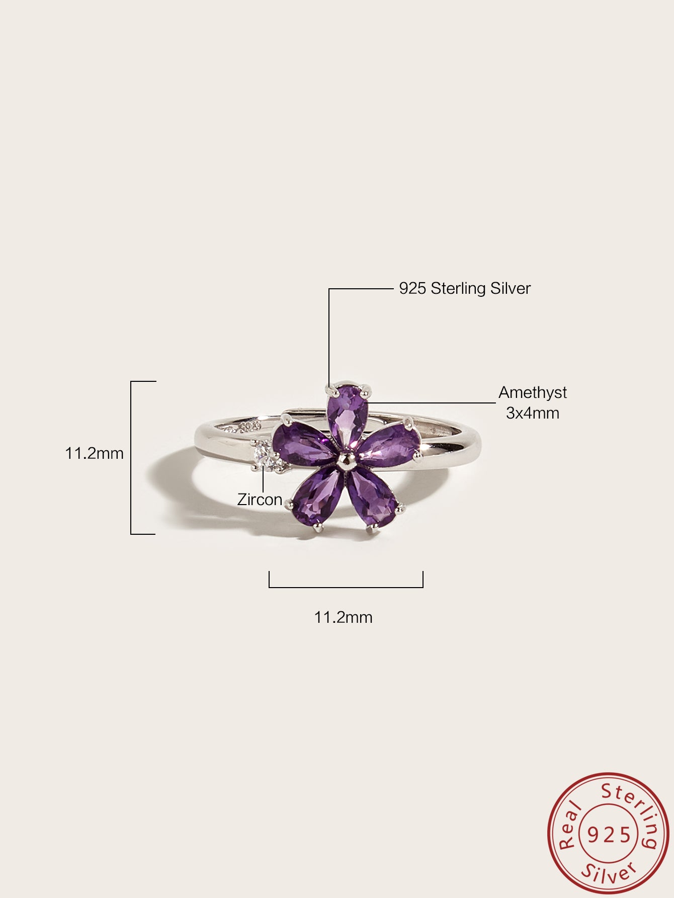 Silver Crystal Daisy Ring