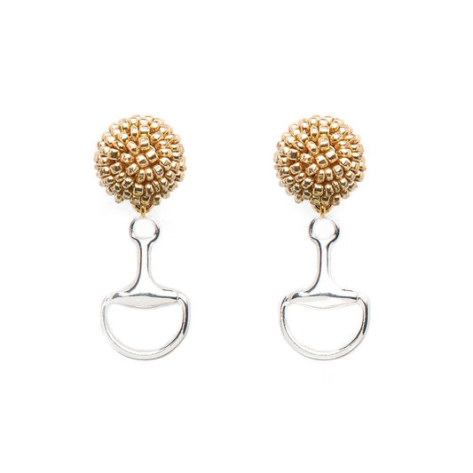 Bit Earrings Silver - Seed Bead: Gold