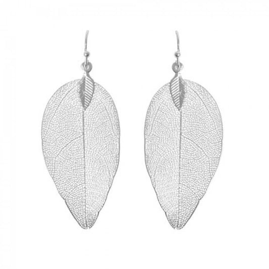 Real Leaf Earrings: Yellow Gold