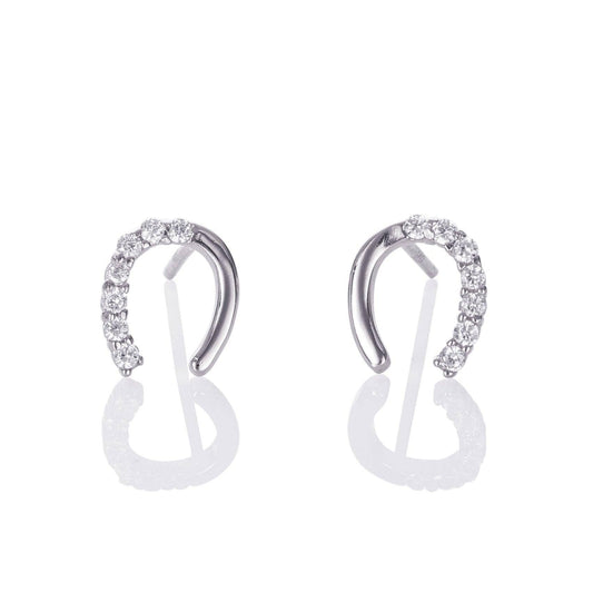 Sterling Silver Lucky Horseshoe Stud Earrings