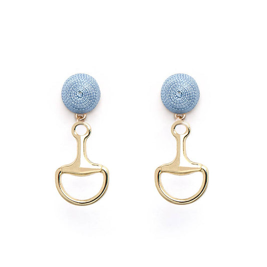 Horsebit Earrings - GOLD - Thread: Ice Blue