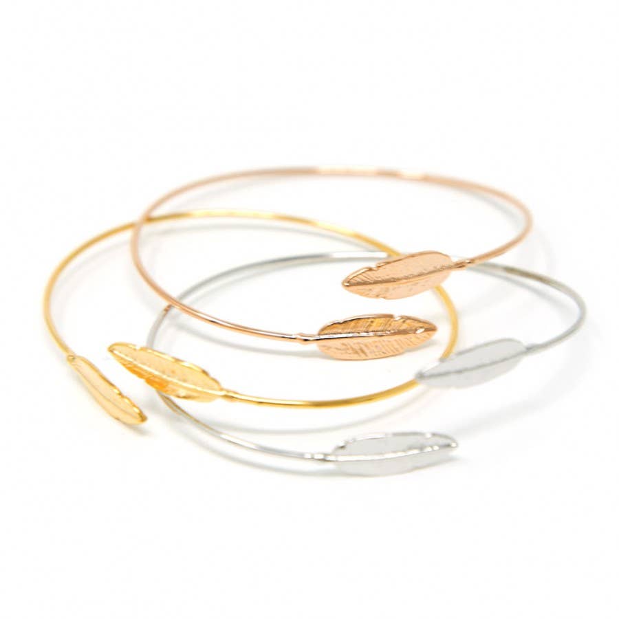 Feather Delicate Bangle: No Thank You / Silver