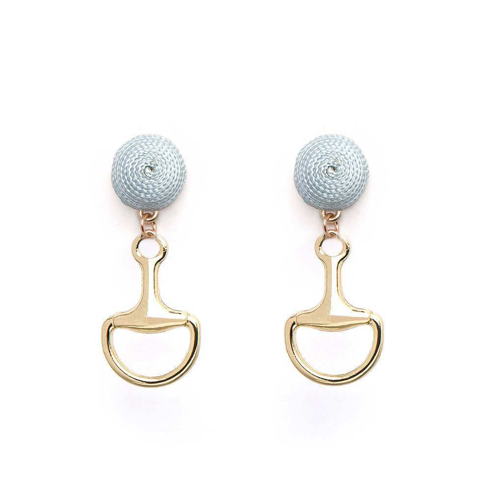 Horsebit Earrings - GOLD - Thread: White