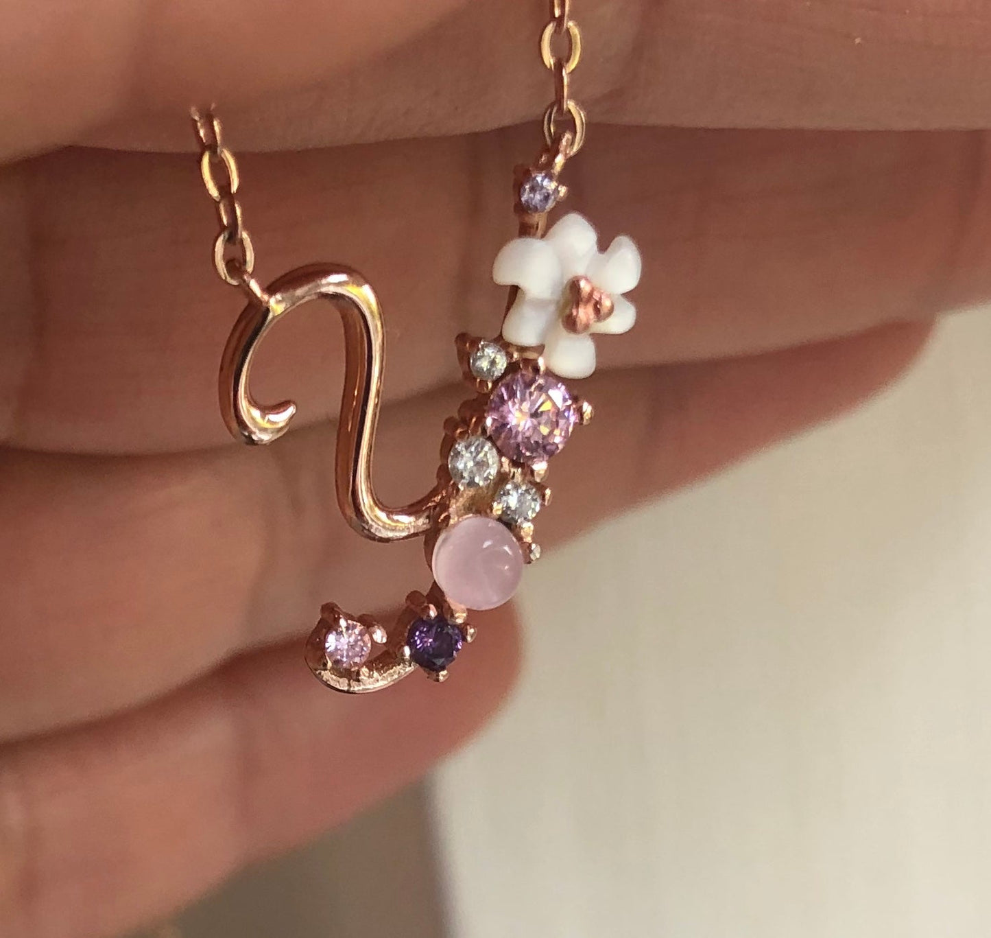 Spring letters- Initials - Rose gold plated silver