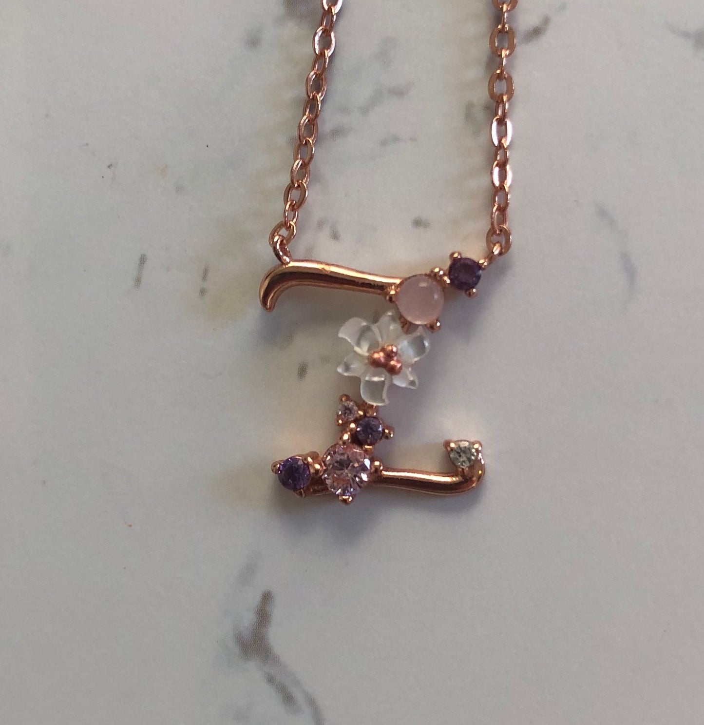 Spring letters- Initials - Rose gold plated silver