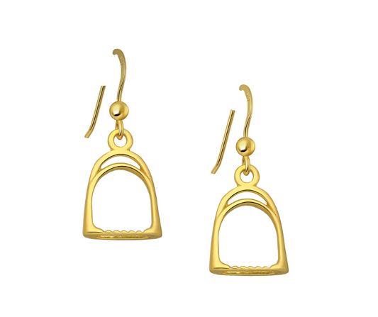 Sterling Silver Stirrup Hook Earrings with 14K Gold