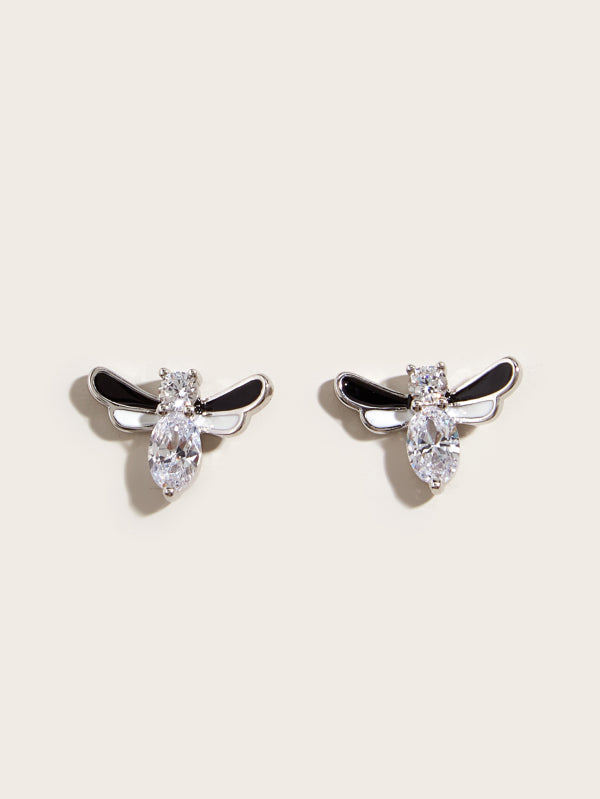 Silver Bee Stud Earrings