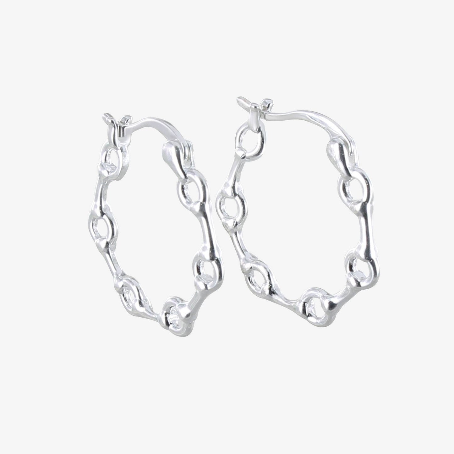 Snaffle Sterling Silver Hoop Earrings